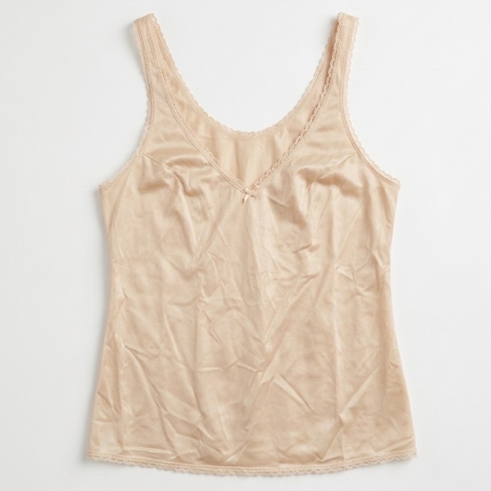 Vanity‎ Fair Vintage Beige Lace Trim Camisole Tank Top NWT Sz 36 17760 1990s